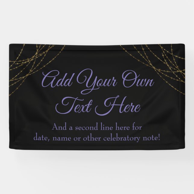 Glittery Gold Light Strings Add Your Own Text Banner (Horizontal)