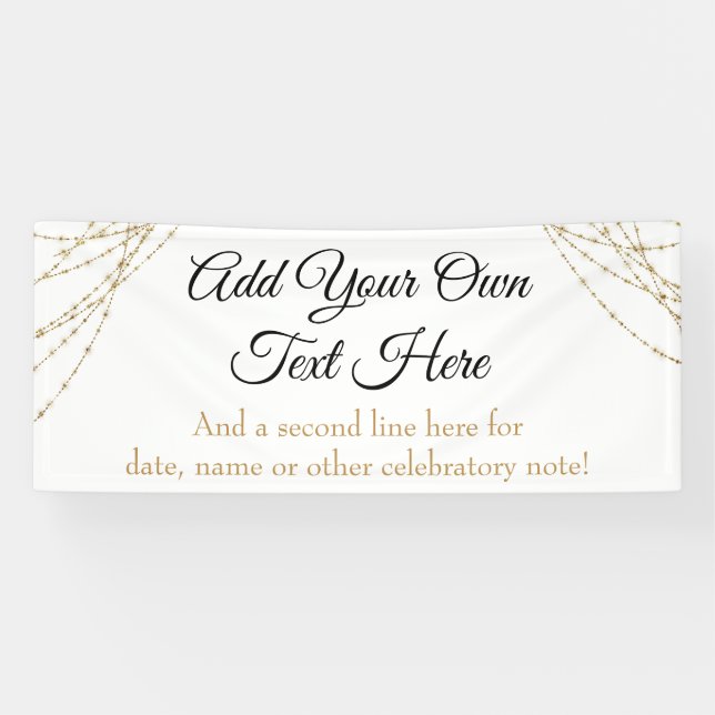 Glittery Gold Light Strings Add Your Own Text Banner (Horizontal)