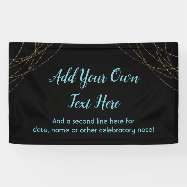 Glittery Gold Light Strings Add Your Own Text Banner (Horizontal)