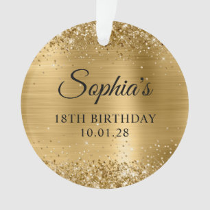 Glittery Gold Metallic 18th Birthday Photo Ornament