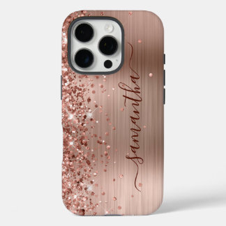 Glittery Gold Metallic Girly Signature iPhone 16 Pro Case