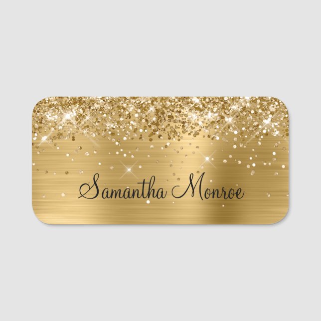 Glittery Gold Metallic Name Tag (Front)
