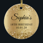 Glittery Gold Ombre 18th Birthday Photo Ceramic Ornament<br><div class="desc">Create your own 18th birthday keepsake ornament with a photo on back.
The digital artwork features faux gold glitter,  sparkles and golden yellow shimmer ombre gradient.
The art elements print like a photo.
If you delete the photo on the back.</div>
