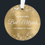 Glittery Gold Ombre Foil Bat Mitzvah Ornament<br><div class="desc">Custom glittery gold foil Bat Mitzvah round acrylic ornament for your daughter's milestone celebration. You can add a photo to the back if you'd like to replace the design and text with a personalized touch. The golden yellow faux glitter and foil elements are digital art graphics that print like a...</div>