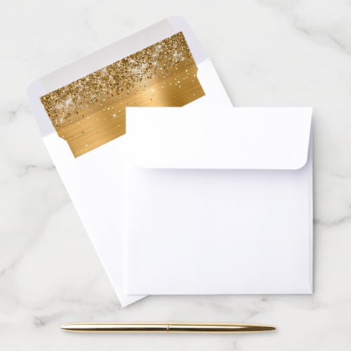 Glittery Gold Ombre Foil Square Envelope Liner