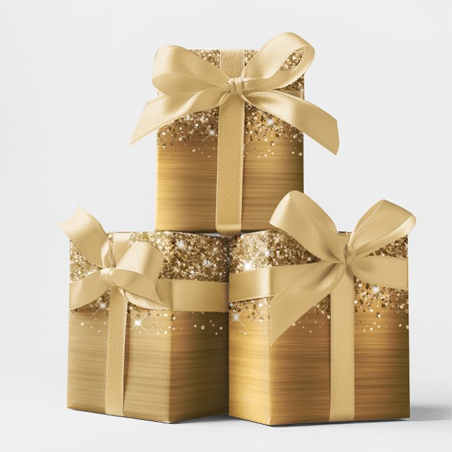 Glittery Gold Ombre Foil Wrapping Paper (Glittery Gold Ombre Foil Wrapping Paper)