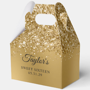 Glittery Gold Ombre Glam Sweet Sixteen Favor Boxes
