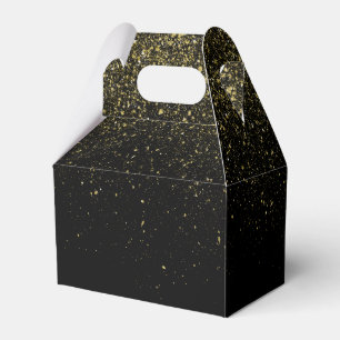 Glittery Gold on Black Favor Boxes
