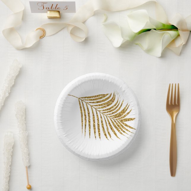 Glittery Gold Palms Baby Shower Weddings Tropical  Paper Bowls (Wedding)