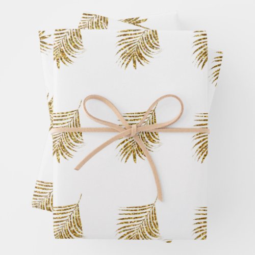 Glittery Gold Palms Tropical Weddings Celebrations Wrapping Paper Sheets