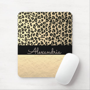 Glittery Gold Shimmery Gold Leopard Mouse Pad
