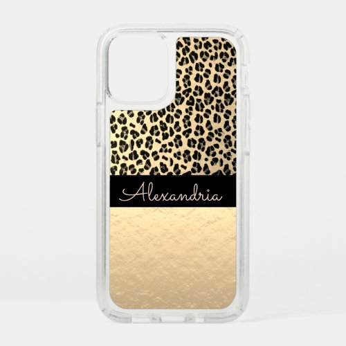 Glittery Gold Shimmery Gold Leopard Personalized  Speck iPhone 12 Mini Case