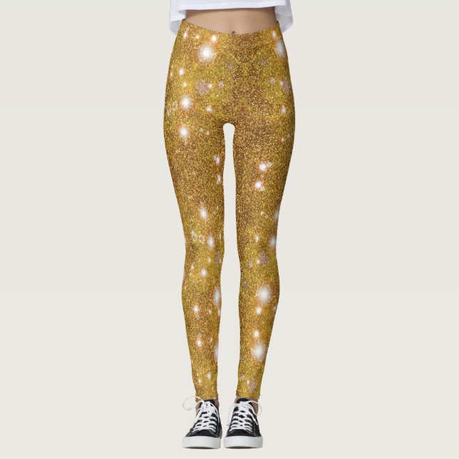 Glittery Gold Shine Bright Leggings (Front)