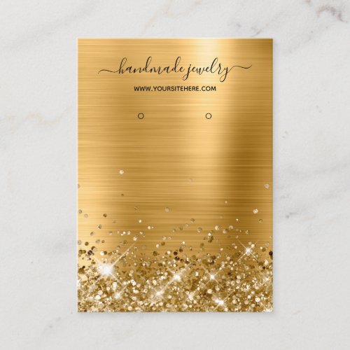 Glittery Gold Signature Earring Display Business Card