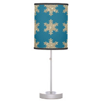 Glittery Gold Snowflake Patterns Rustic Ocean Blue Table Lamp
