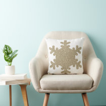Glittery Gold Snowflakes Pattern White Cute Gift  Throw Pillow