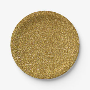 Glittery Gold Sparkle Baby Shower Birthday Wedding Paper Plates