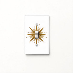 Glittery Gold Starburst Light Single Toggle Switch Cover