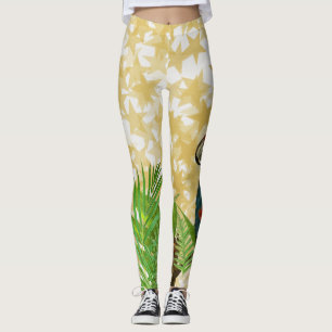 Glittery Gold Stars Parrot and Butterfly Leggings