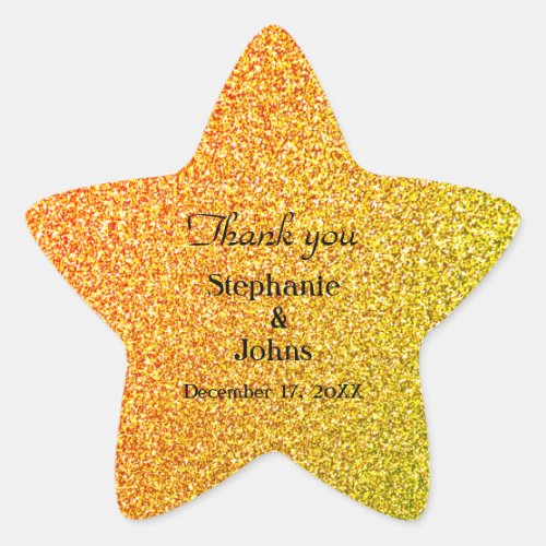 Glittery Gold Wedding Favor Label Cool Thank You