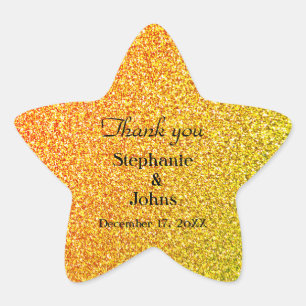 Glittery Gold Wedding Favor Label Cool Thank You