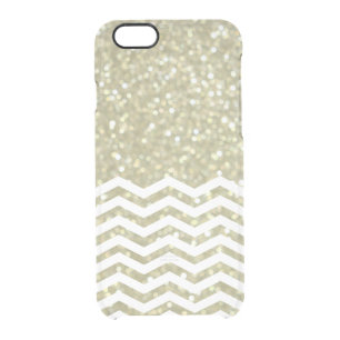 Glittery Gold with White Chevrons iPhone 6/6s Case