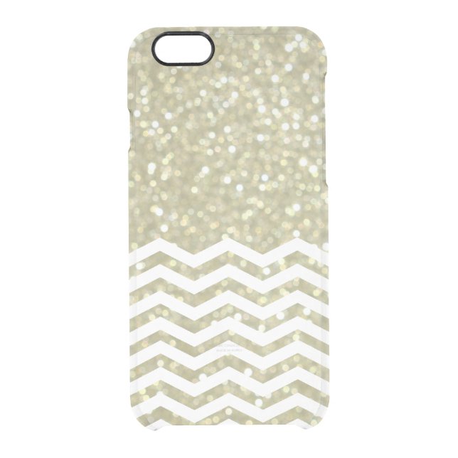 Glittery Gold with White Chevrons iPhone 6/6s Case (Back)