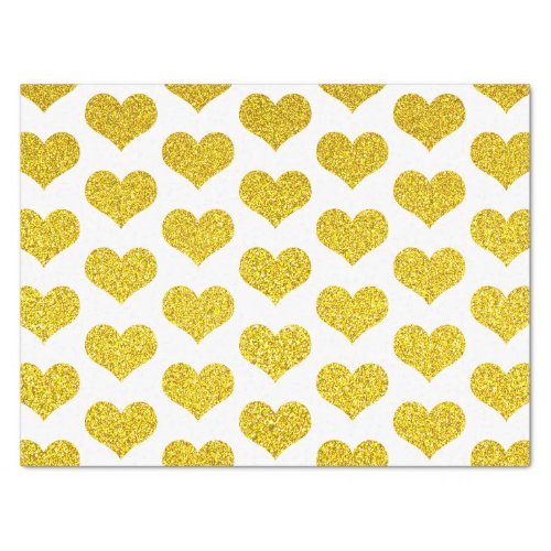 Glittery Golden Heart Patterns Weddings Holidays Tissue Paper