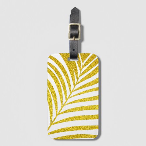Glittery Golden Palm Tree Leaf Tropical Gift Favor Luggage Tag
