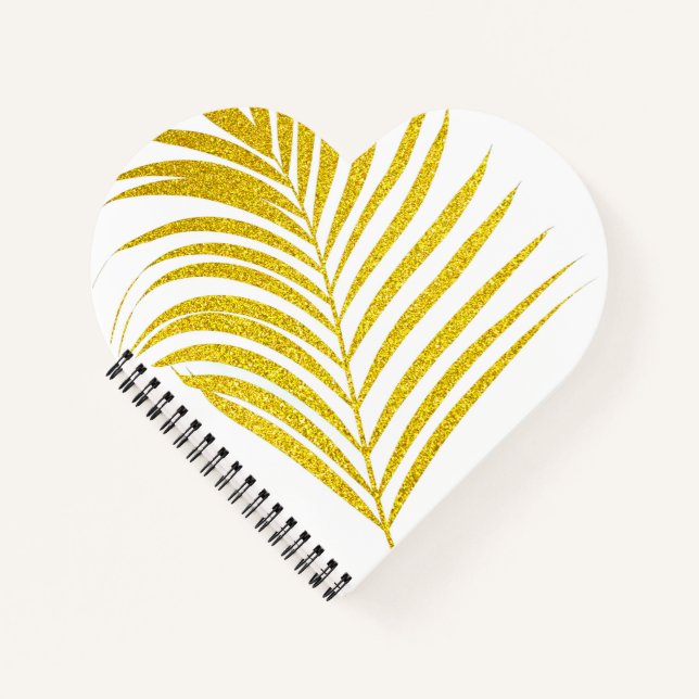 Glittery Golden Palm Tree Tropical Gift Favor Cute Notebook (Front)