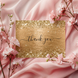 Glittery Golden Tan Birthday Thank You Postcard