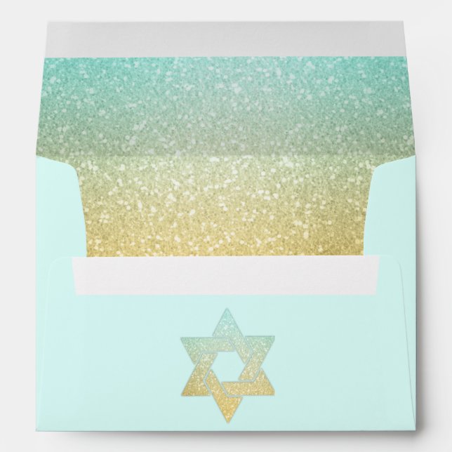 Glittery Gradient Aqua Gold Envelope (Back (Bottom))