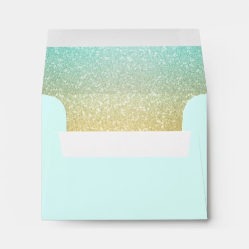 Glittery Gradient Aqua RSVP Envelope