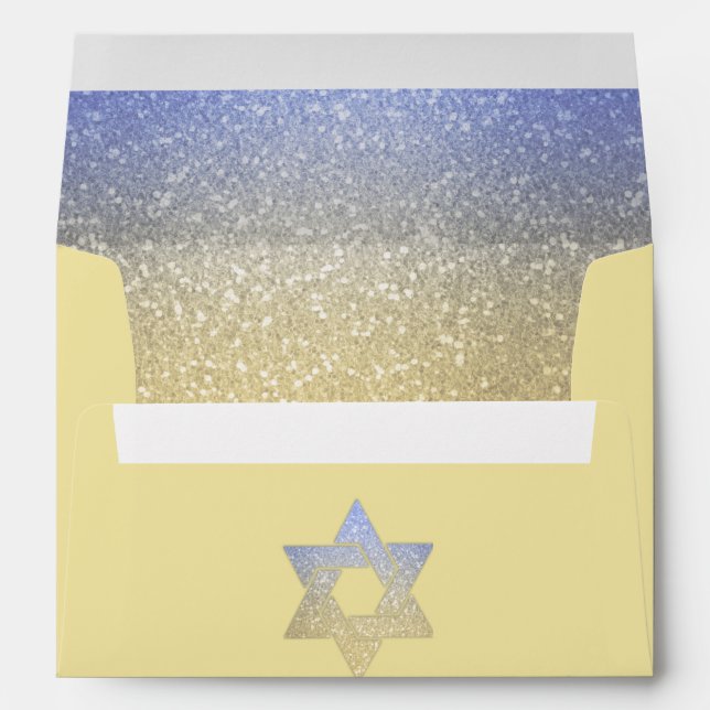 Glittery Gradient Blue Invitation Envelope (Back (Bottom))