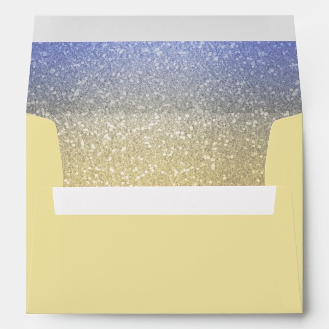 Glittery Gradient Blue Invitation Envelope (Back (Bottom))