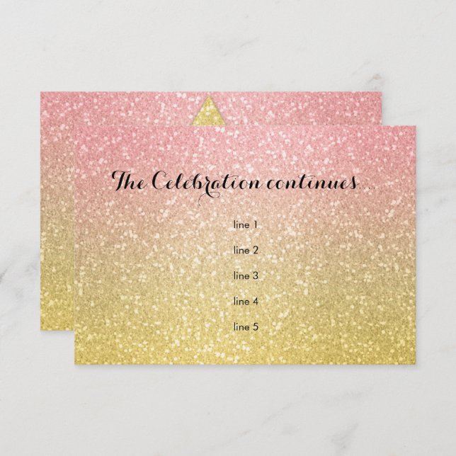 Glittery Gradient Party Card Coral (Front/Back)