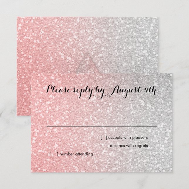 Glittery Gradient RSVP Coral Card (Front/Back)