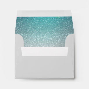Glittery Gradient Turquoise RSVP Envelope