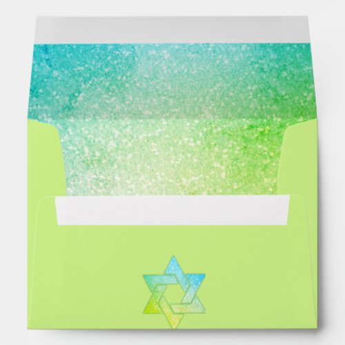 Glittery Gradient Turquouse Lime Envelope