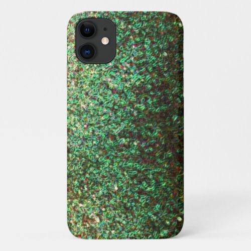 Glittery Green Abstract Art Patterns Sparkly Cute iPhone 11 Case