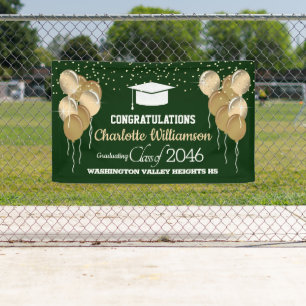 Glittery Green and Gold Congratulations Graduate Banner