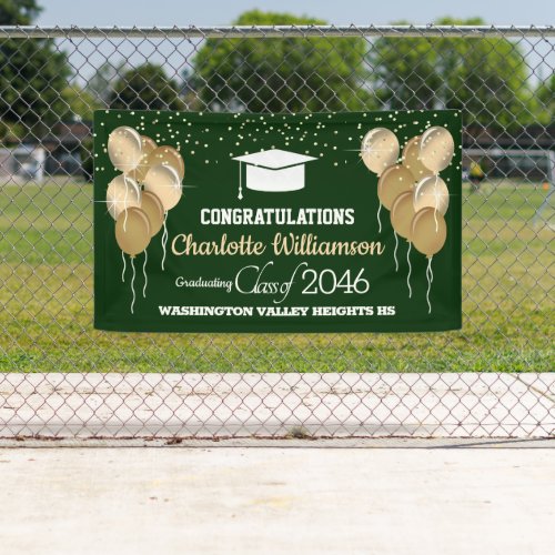 Glittery Green and Gold Congratulations Graduate  Banner