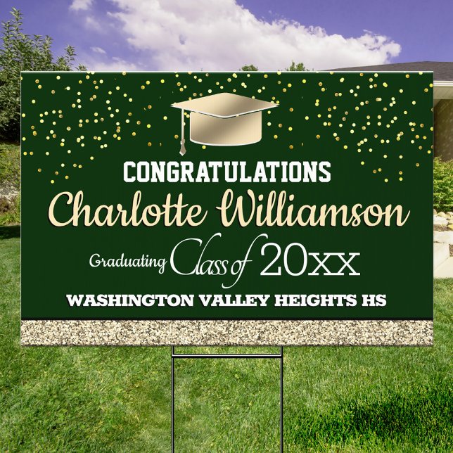 Glittery Green and Gold Congratulations Graduate Sign (Creator Uploaded)