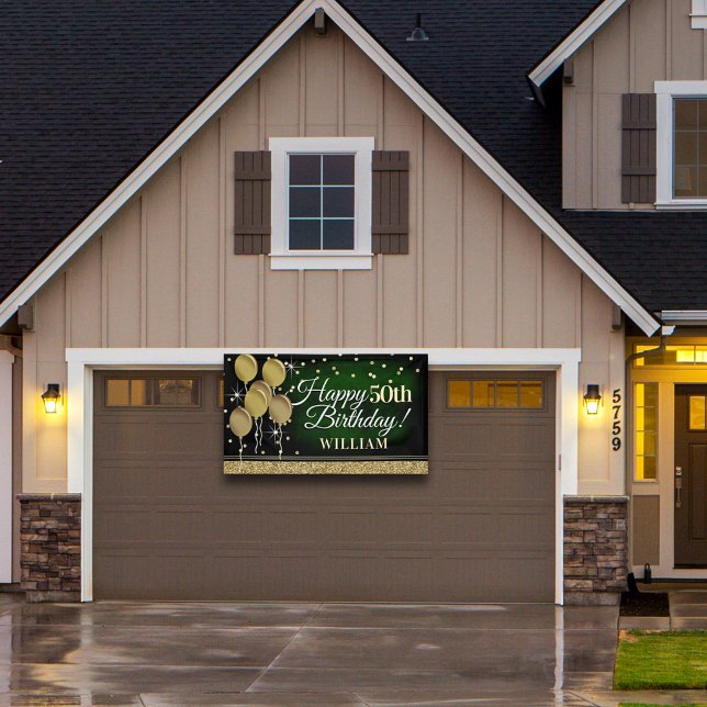 Glittery Green and Gold Happy Birthday Banner (Creator Uploaded)