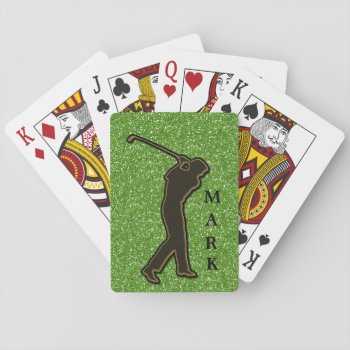 Glittery Green Golf Swing Playing Cards by StarStruckDezigns at Zazzle