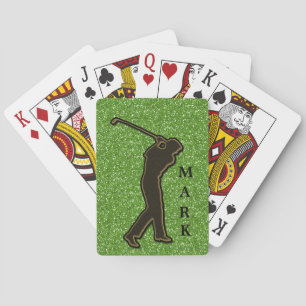 Glittery Green Golf Swing Poker Cards