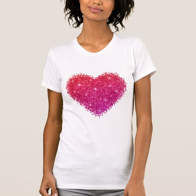 Glittery Heart Valentines Day Inspired  T-Shirt (Front)