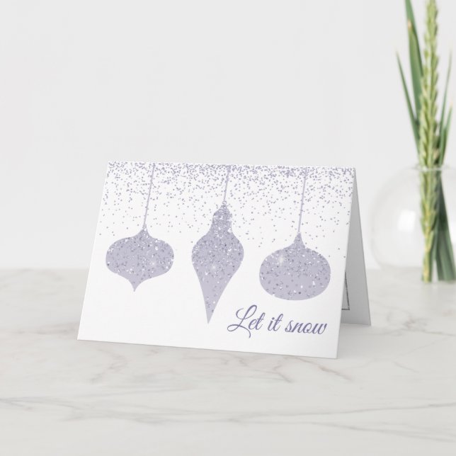 Glittery Holiday Ornaments Photo Christmas Card (Front)