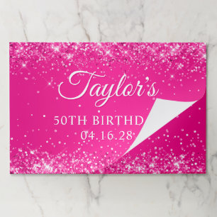 Glittery Hot Pink Ombre 50th Birthday Paper Pad