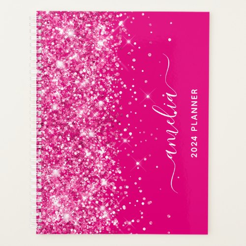 Glittery Hot Pink Swash Signature Planner